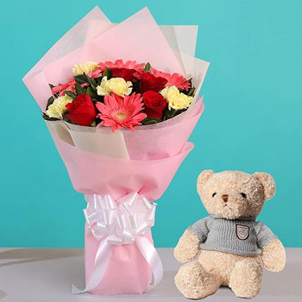 flowers with teddy