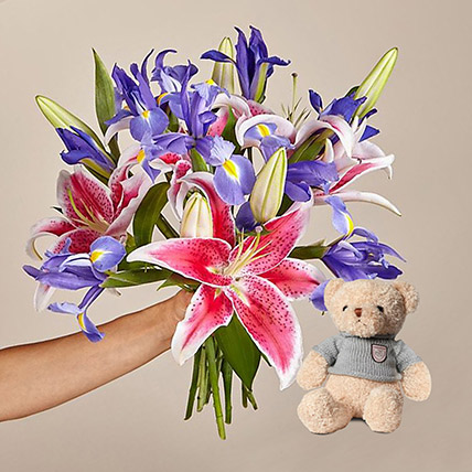 purple teddy bear flowers