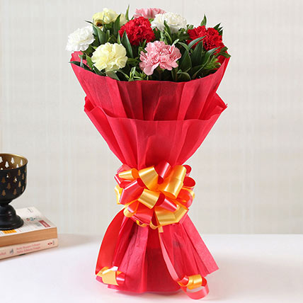 Online Vibrant Red Carnation Flower Bouquet Gift Delivery in Singapore - Ferns N Petals