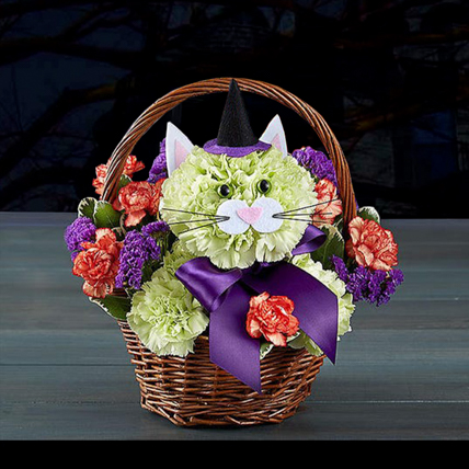 cat flower basket