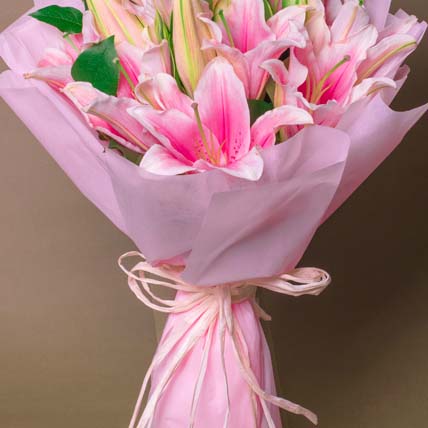 Online 6 Passionate Oriental Pink Lilies Gift Delivery in Singapore - FNP